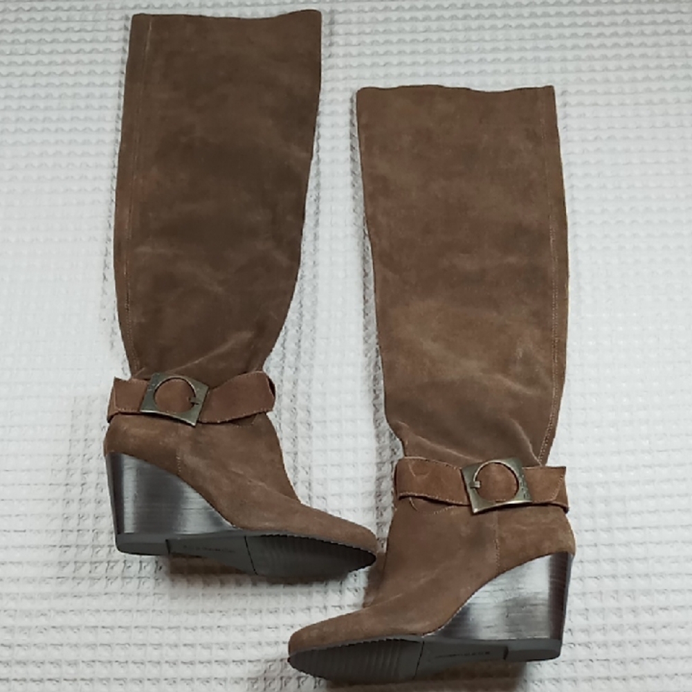 BCBGeneration Over the Knee Brown Suede Wedge Boots Size 6